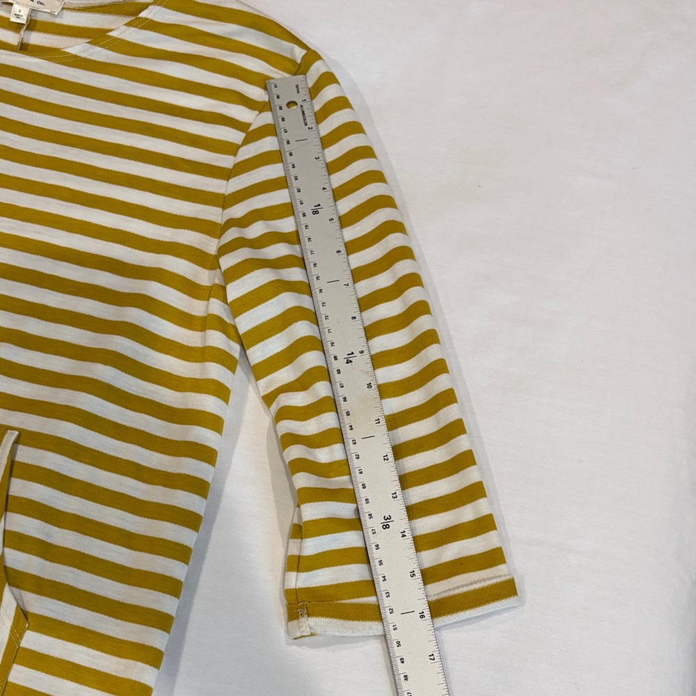 Striped Tunic Dress with Front Pocket in Mustard & White - Picture 6 of 9